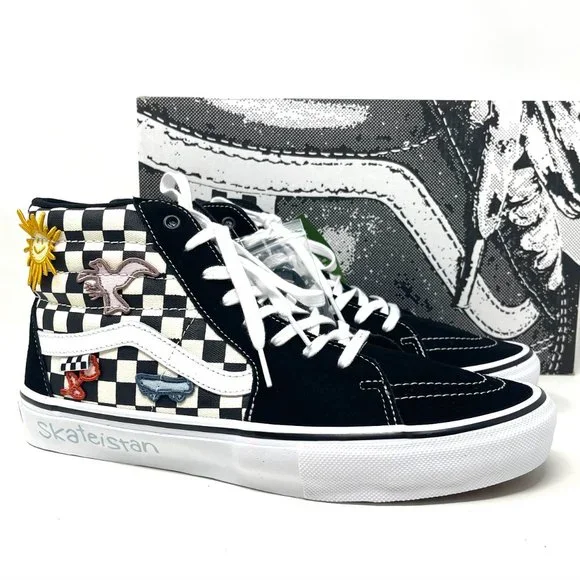 💖MEGA SALE💖Vans Sk8 Hi Men  Checkered Black White Skate Sun   VN0A5FCC89C - Picture 9 of 11
